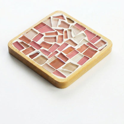 Mosaic Coaster Kit Wooden Bases & Colorful Tiles