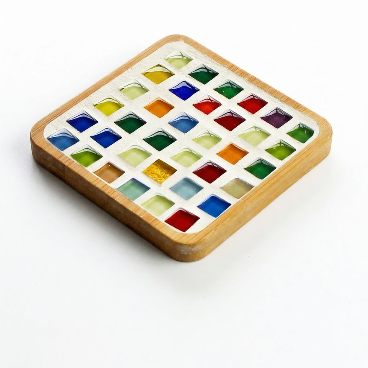 Mosaic Coaster Kit Wooden Bases & Colorful Tiles