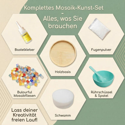 Mosaic Coaster Kit Wooden Bases & Colorful Tiles