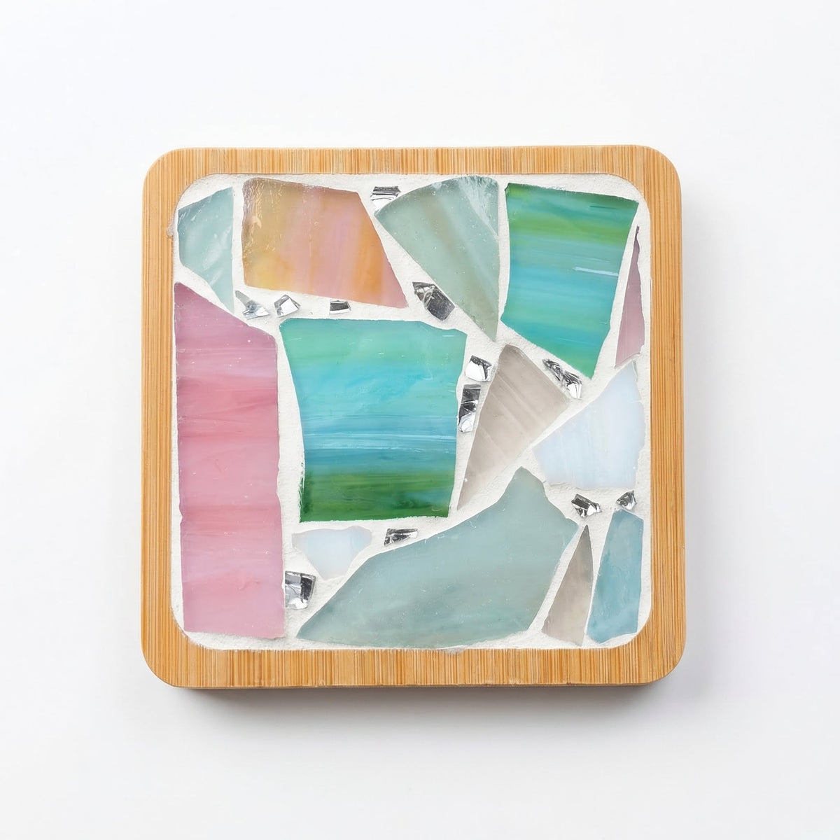 Mosaic Coaster Kit Wooden Bases & Colorful Tiles