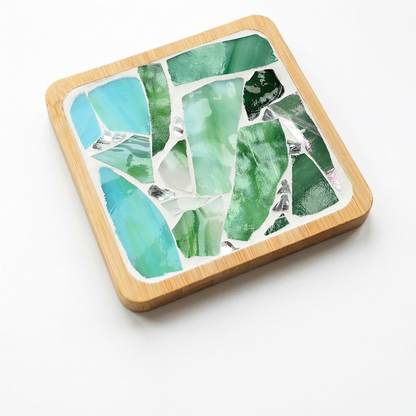 Mosaic Coaster Kit Wooden Bases & Colorful Tiles
