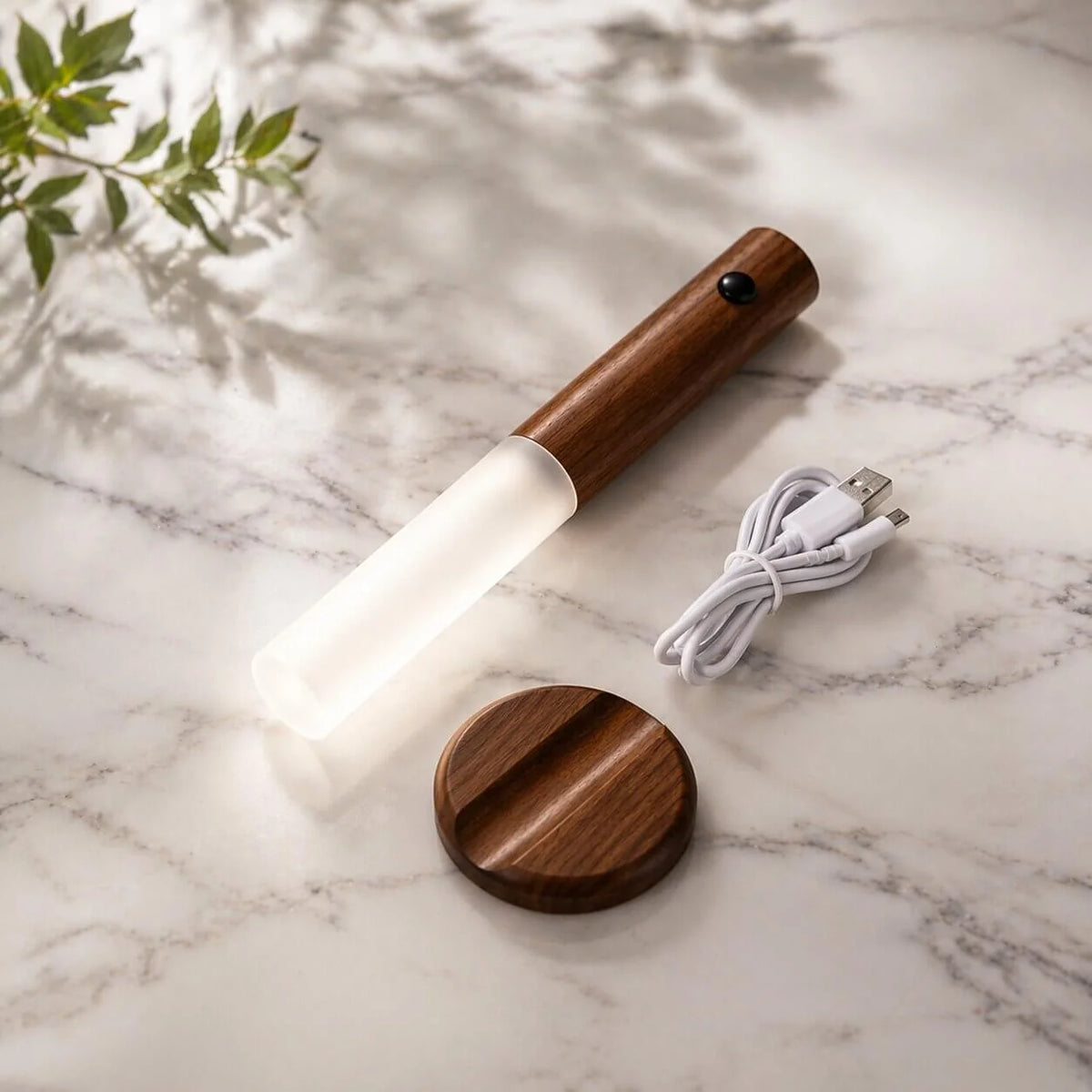 Motion Sensor Wall Light Rechargeable Magnetic Mount Wood & Acrylic