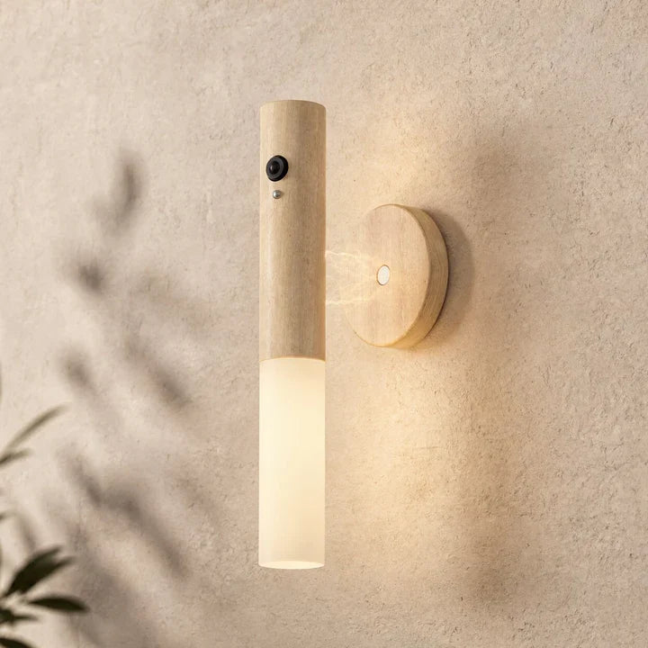 Motion Sensor Wall Light Rechargeable Magnetic Mount Wood & Acrylic
