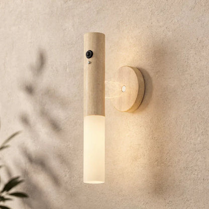 Motion Sensor Wall Light Rechargeable Magnetic Mount Wood & Acrylic