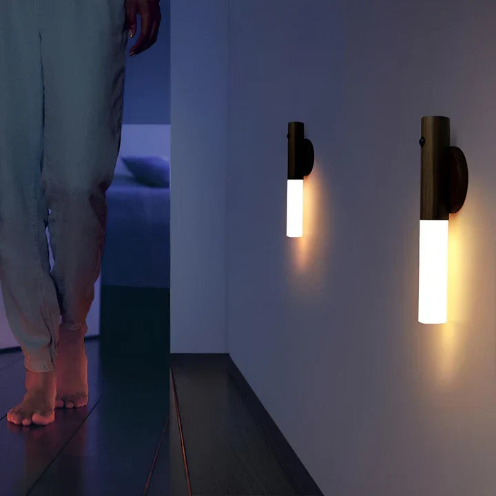 Motion Sensor Wall Light Rechargeable Magnetic Mount Wood & Acrylic