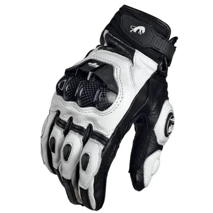 Motorcycle Gloves Genuine Leather Reinforced Knuckles & Adjustable Wrist