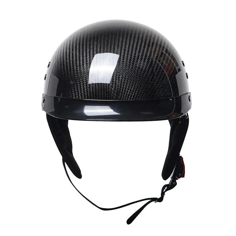 Motorcycle Helmet Carbon Fiber Retro Half-Face Integrated Visor