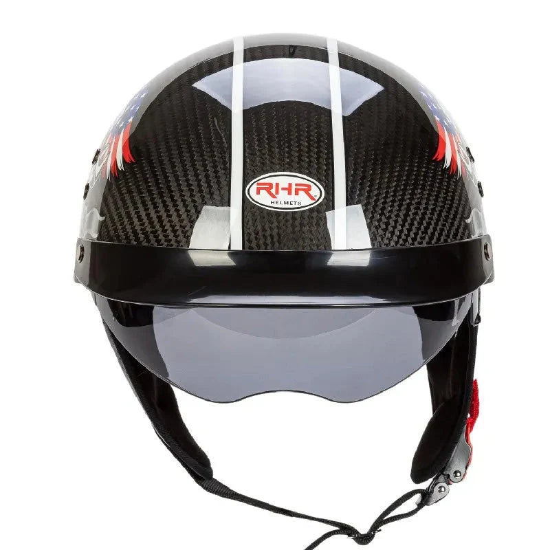 Motorcycle Helmet Carbon Fiber Retro Half-Face Integrated Visor