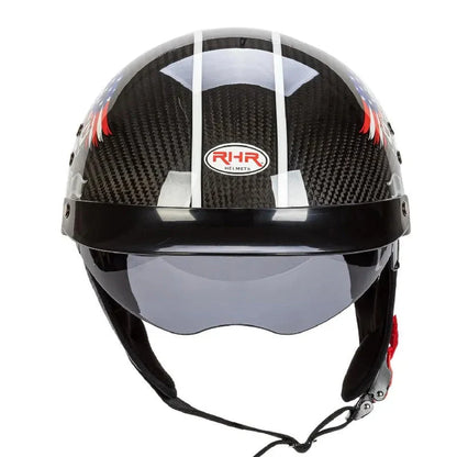 Motorcycle Helmet Carbon Fiber Retro Half-Face Integrated Visor