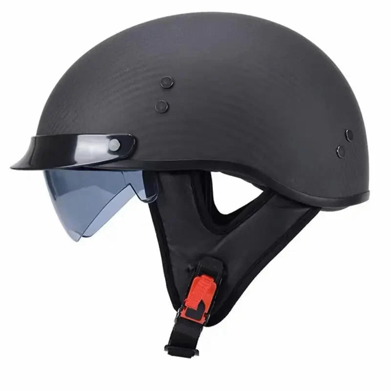 Motorcycle Helmet Carbon Fiber Retro Half-Face Integrated Visor