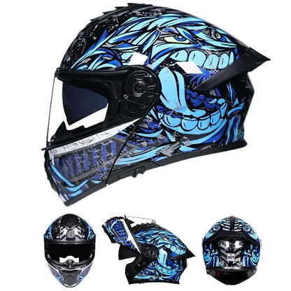 Motorcycle Helmet Modular Dual Lens Anti-Fog DOT ECE Certified
