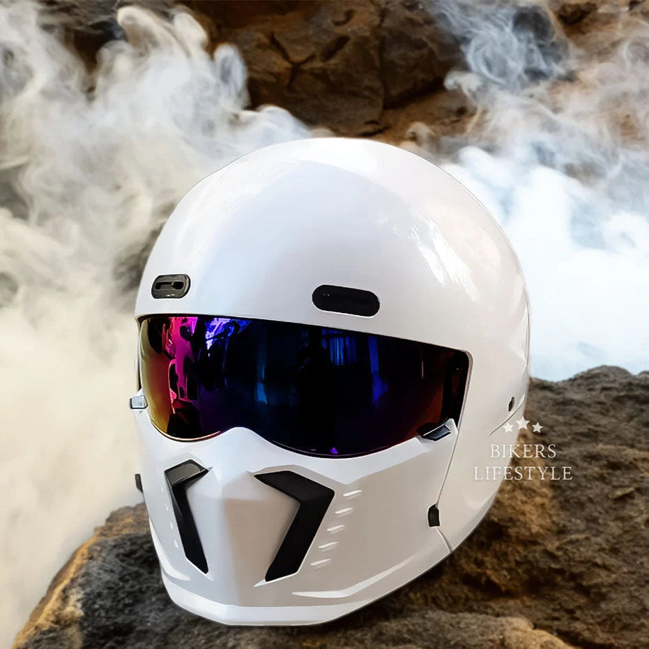 Motorcycle Helmet Retro Design Anti-Scratch UV-Protective Lens DOT ECE Certified