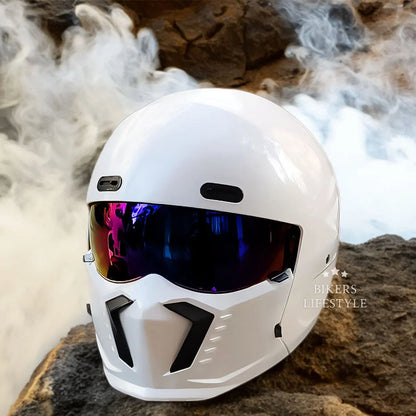 Motorcycle Helmet Retro Design Anti-Scratch UV-Protective Lens DOT ECE Certified