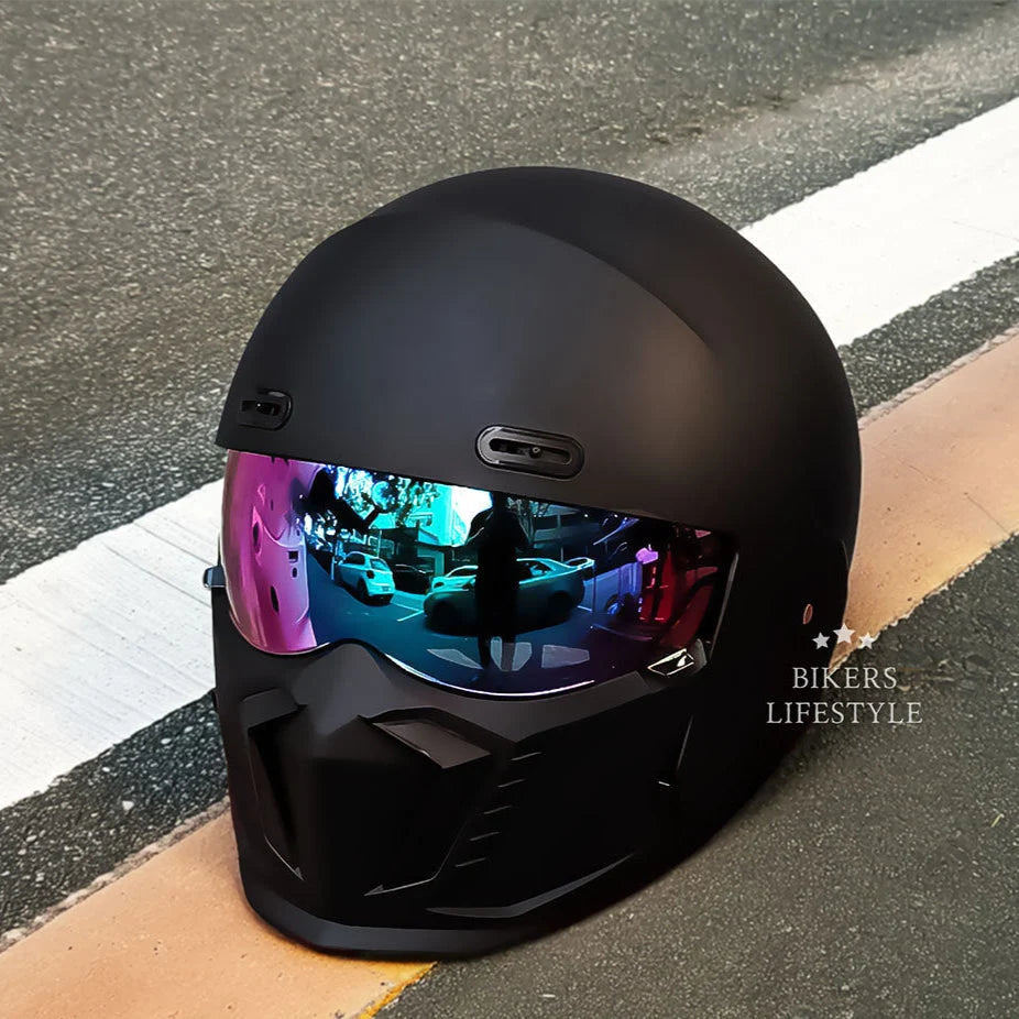 Motorcycle Helmet Retro Design Anti-Scratch UV-Protective Lens DOT ECE Certified