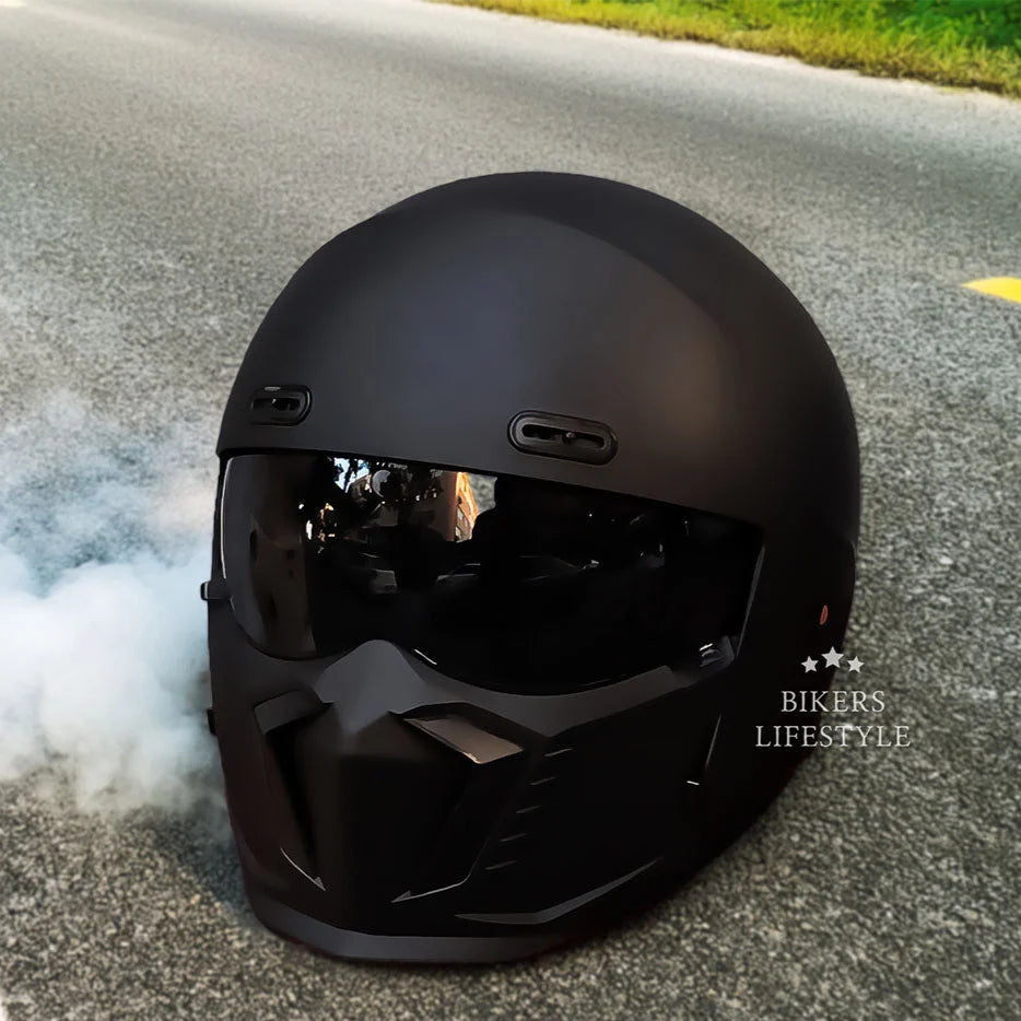 Motorcycle Helmet Retro Design Anti-Scratch UV-Protective Lens DOT ECE Certified