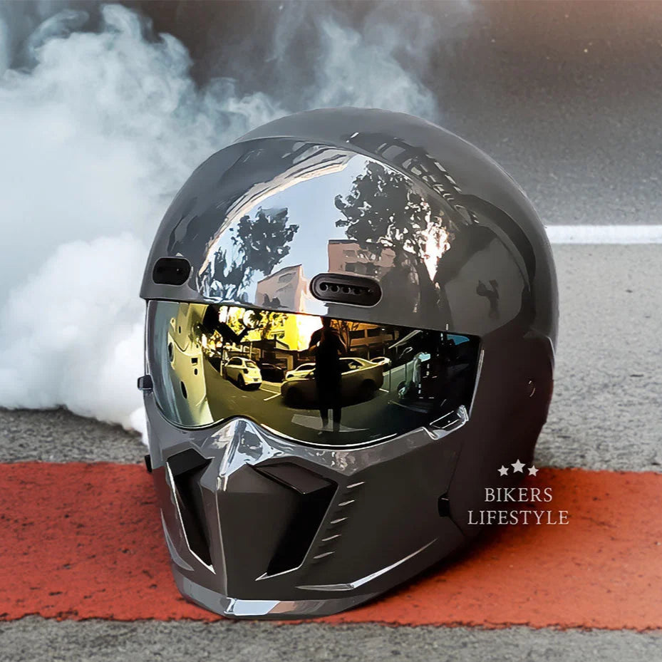 Motorcycle Helmet Retro Design Anti-Scratch UV-Protective Lens DOT ECE Certified