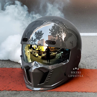 Motorcycle Helmet Retro Design Anti-Scratch UV-Protective Lens DOT ECE Certified