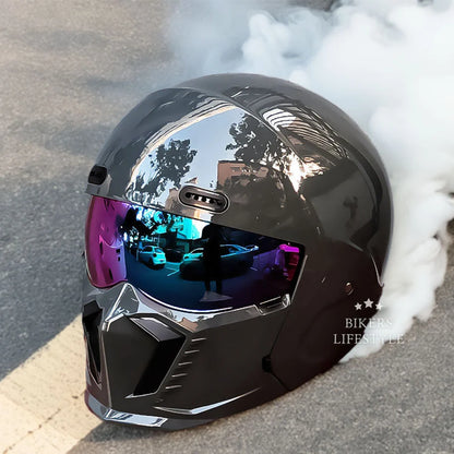 Motorcycle Helmet Retro Design Anti-Scratch UV-Protective Lens DOT ECE Certified