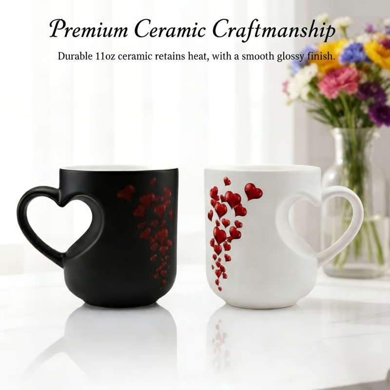 Mug Thermoactive Heart Design Microwave & Dishwasher Safe