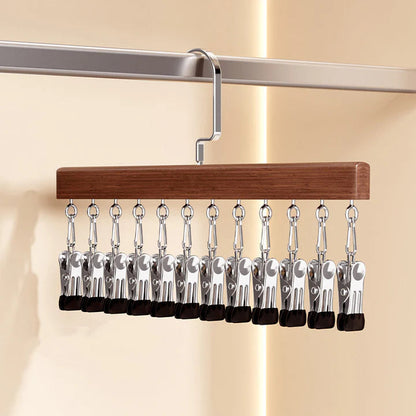 Multi-Clip Hanger Set Solid Wood Stainless Steel Clips