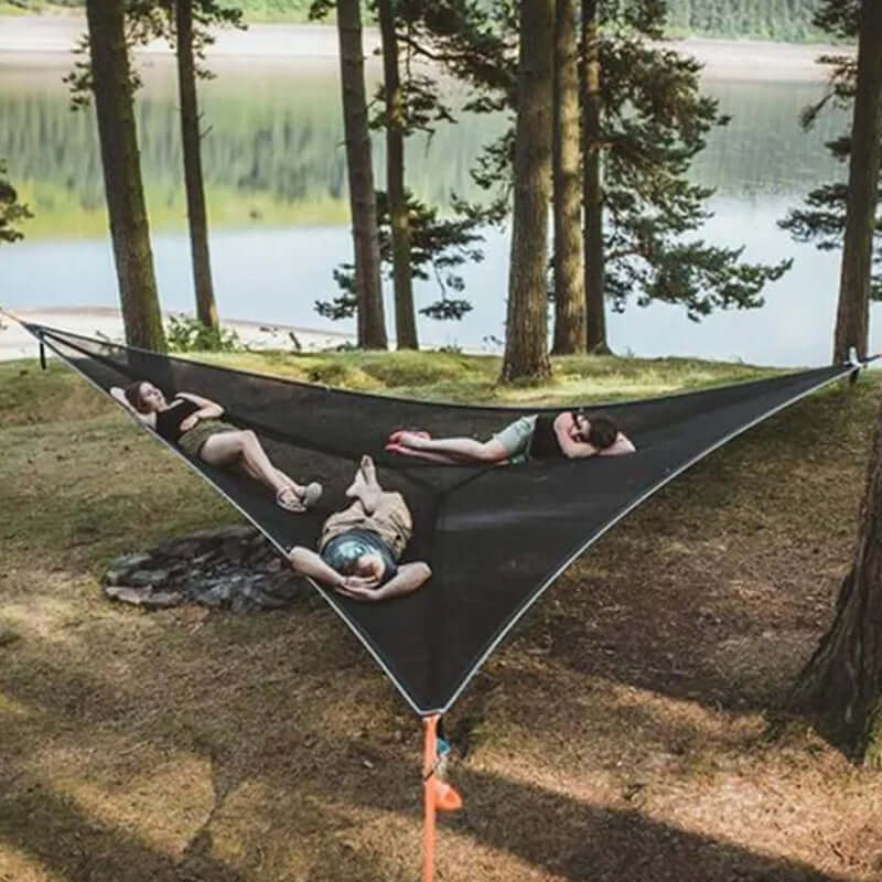 Multi-Person Hammock Triangular 3-Point Suspension Breathable Mesh