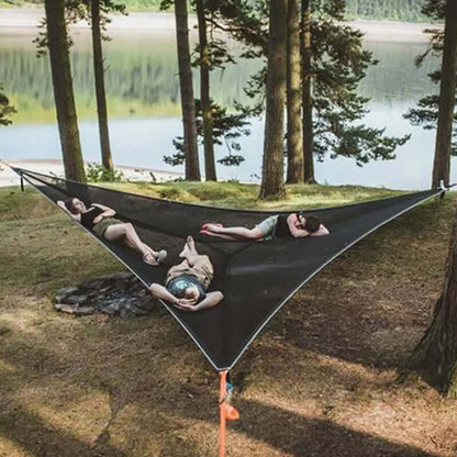 Multi-Person Hammock Triangular 3-Point Suspension Breathable Mesh
