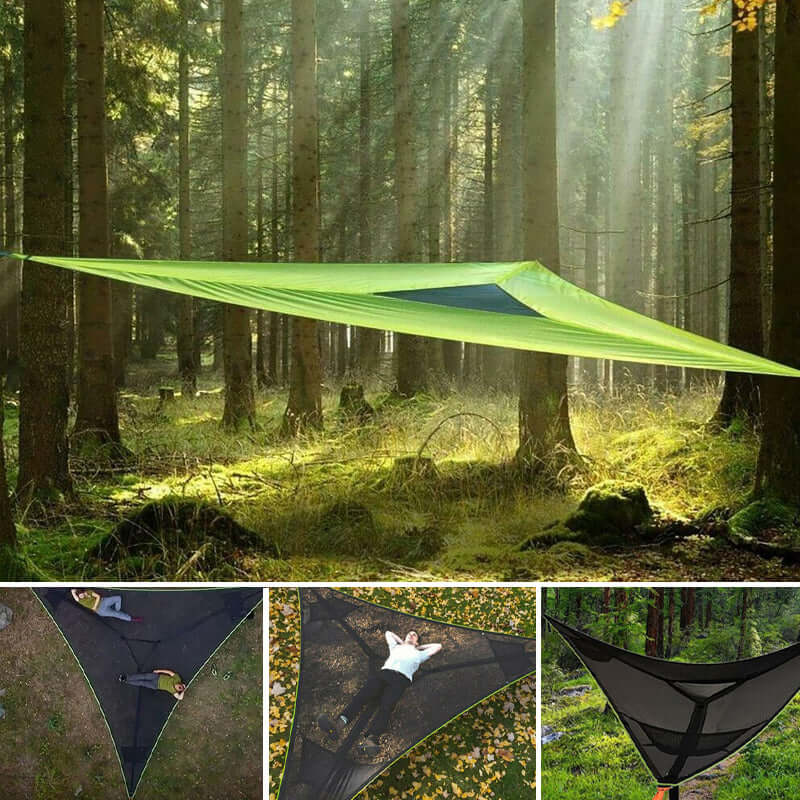 Multi-Person Hammock Triangular 3-Point Suspension Breathable Mesh