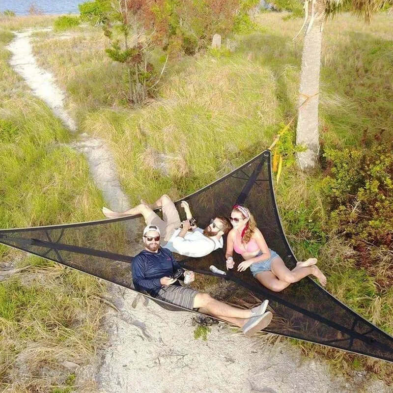 Multi-Person Hammock Triangular 3-Point Suspension Breathable Mesh