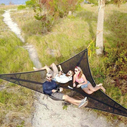 Multi-Person Hammock Triangular 3-Point Suspension Breathable Mesh