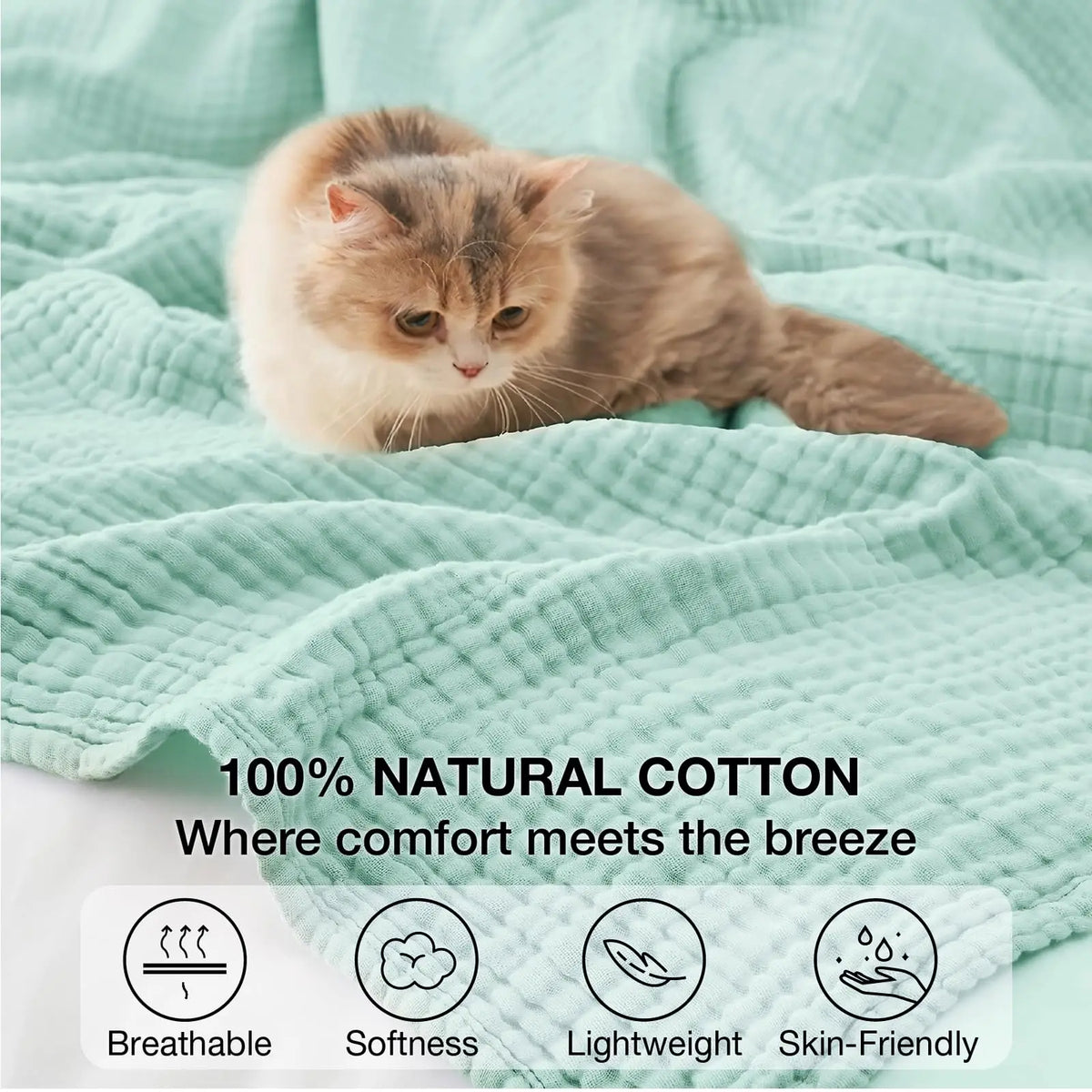 Muslin Throw Blanket Six-Layer Breathable Cotton