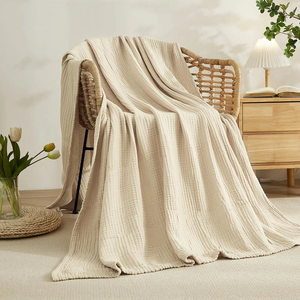 Muslin Throw Blanket Six-Layer Breathable Cotton