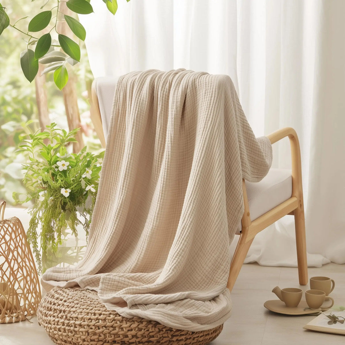 Muslin Throw Blanket Six-Layer Breathable Cotton