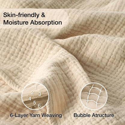 Muslin Throw Blanket Six-Layer Breathable Cotton