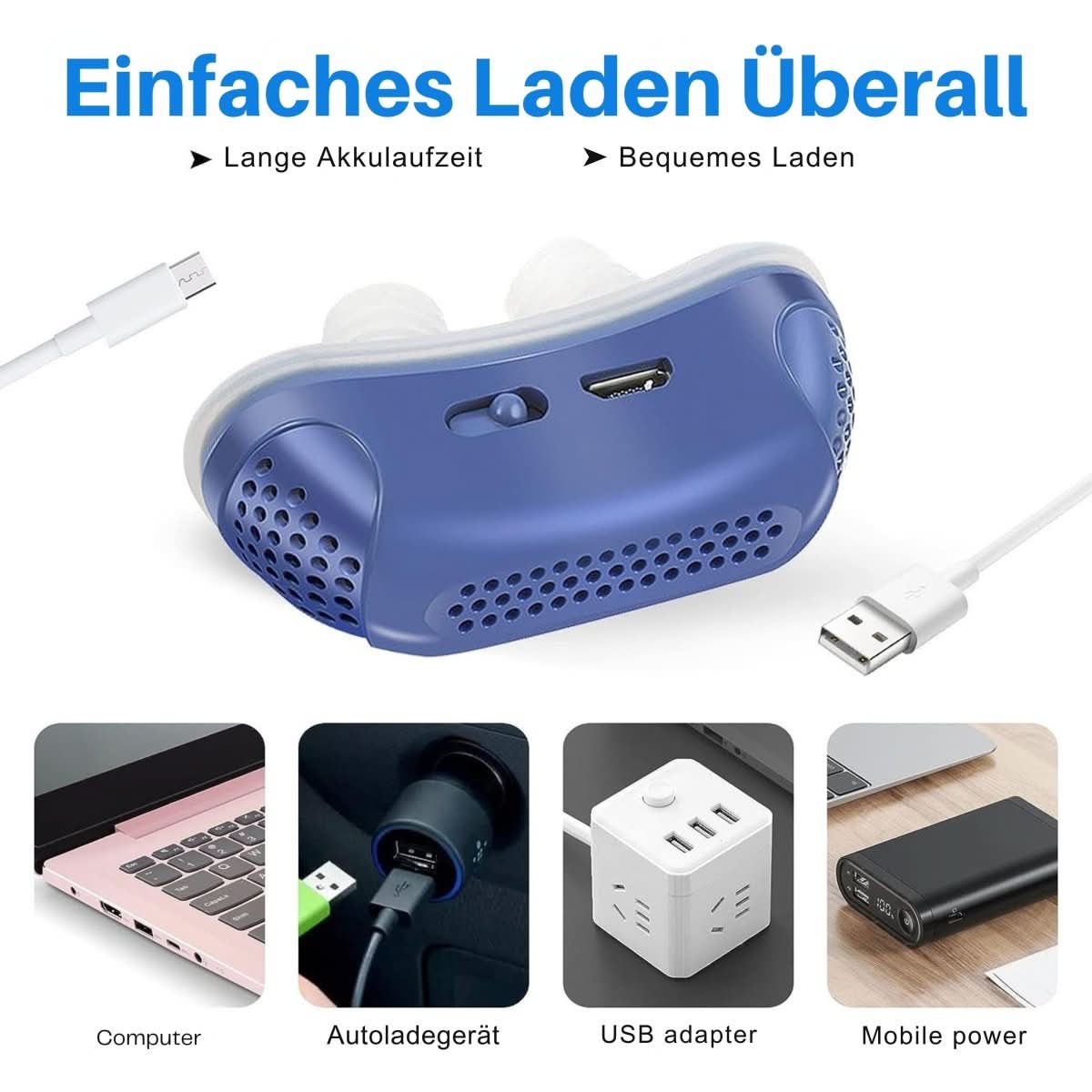 Nasal Insert Anti-Snoring Medical-Grade Silicone USB Rechargeable