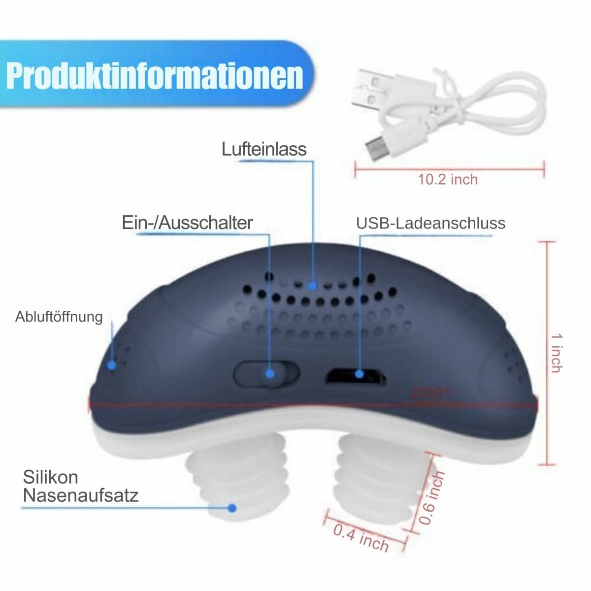 Nasal Insert Anti-Snoring Medical-Grade Silicone USB Rechargeable