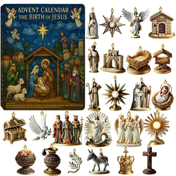 Nativity Advent Calendar 24 Figures Reusable Christmas Decoration
