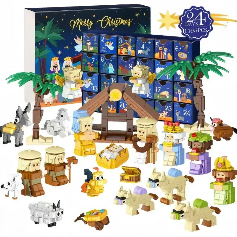 Nativity Advent Calendar 24 Miniature Figurines Reusable Decoration