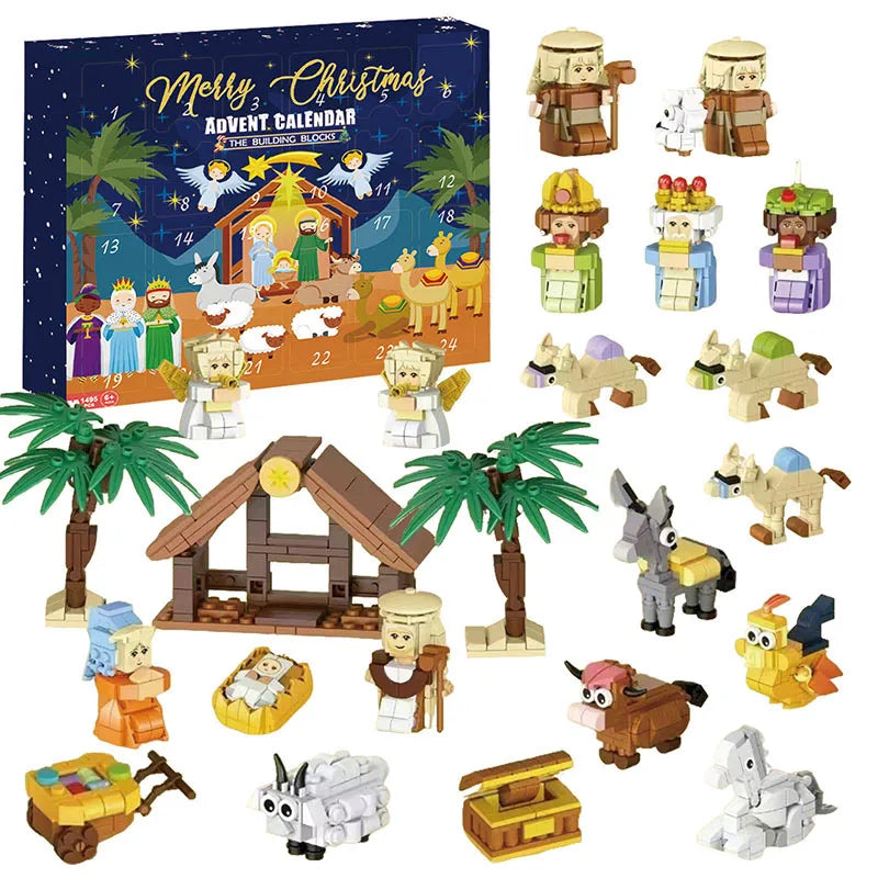 Nativity Advent Calendar 24 Miniature Figurines Reusable Decoration