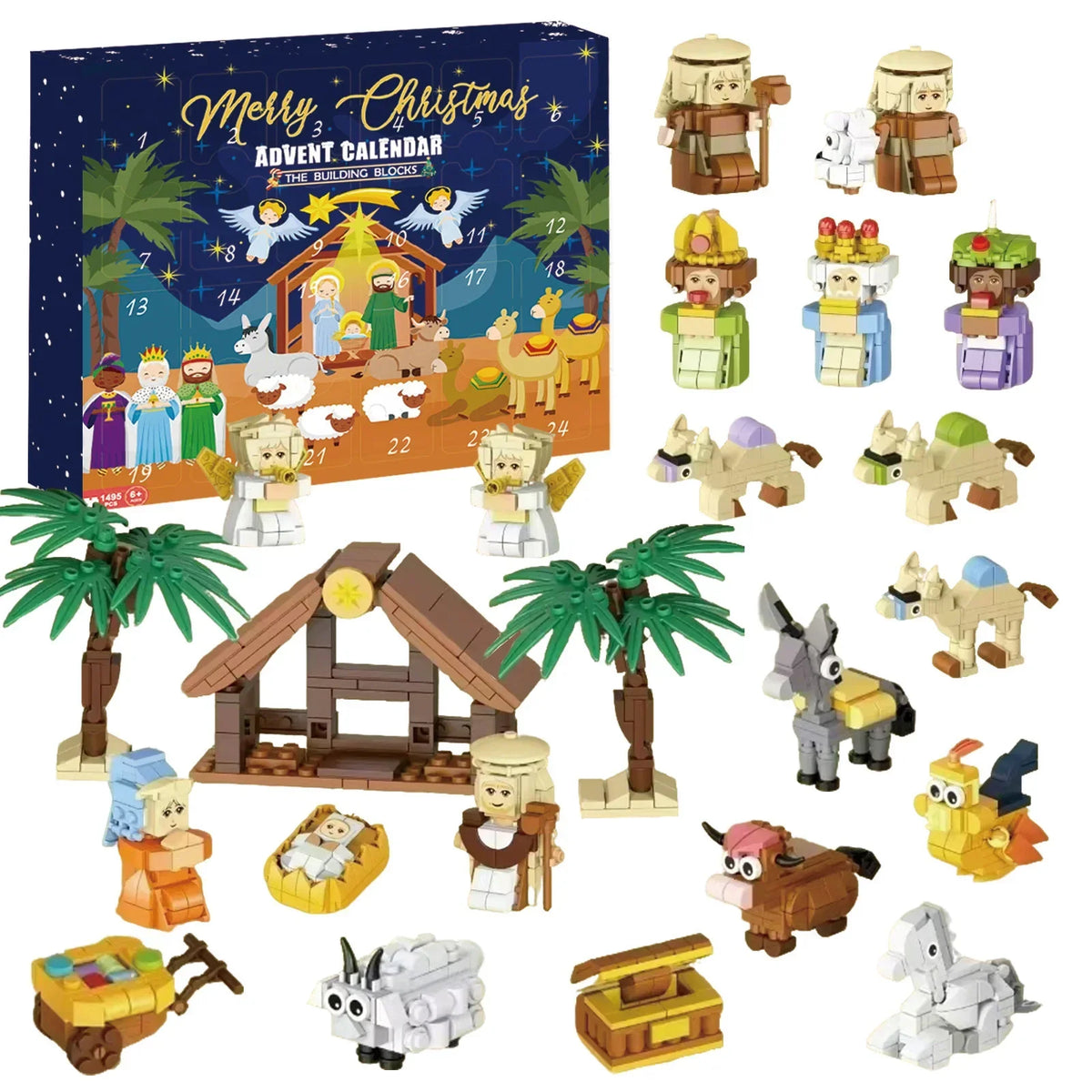 Nativity Advent Calendar 24 Miniature Figurines Reusable Decoration