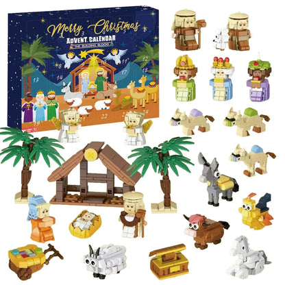 Nativity Advent Calendar 24 Miniature Figurines Reusable Decoration