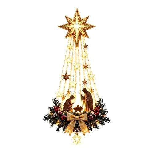 Nativity Scene Wall Ornament Warm White LED Lights Ready to Hang