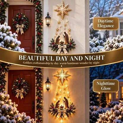 Nativity Scene Wall Ornament Warm White LED Lights Ready to Hang
