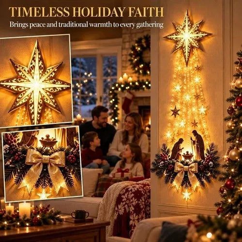 Nativity Scene Wall Ornament Warm White LED Lights Ready to Hang