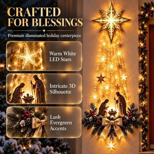 Nativity Scene Wall Ornament Warm White LED Lights Ready to Hang