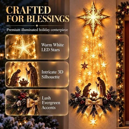 Nativity Scene Wall Ornament Warm White LED Lights Ready to Hang