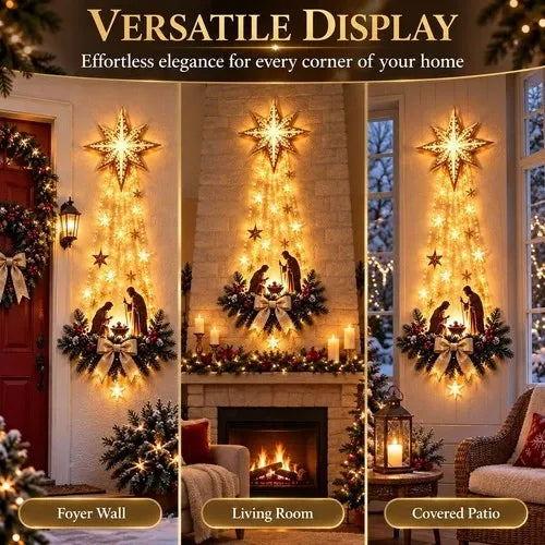 Nativity Scene Wall Ornament Warm White LED Lights Ready to Hang