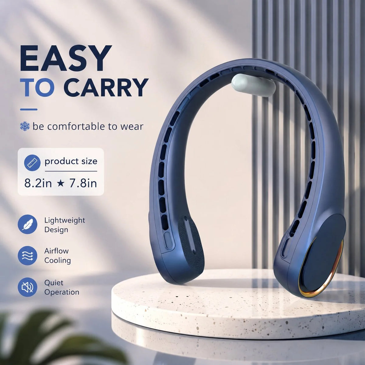 Neck Fan Bladeless USB Rechargeable 3 Speeds
