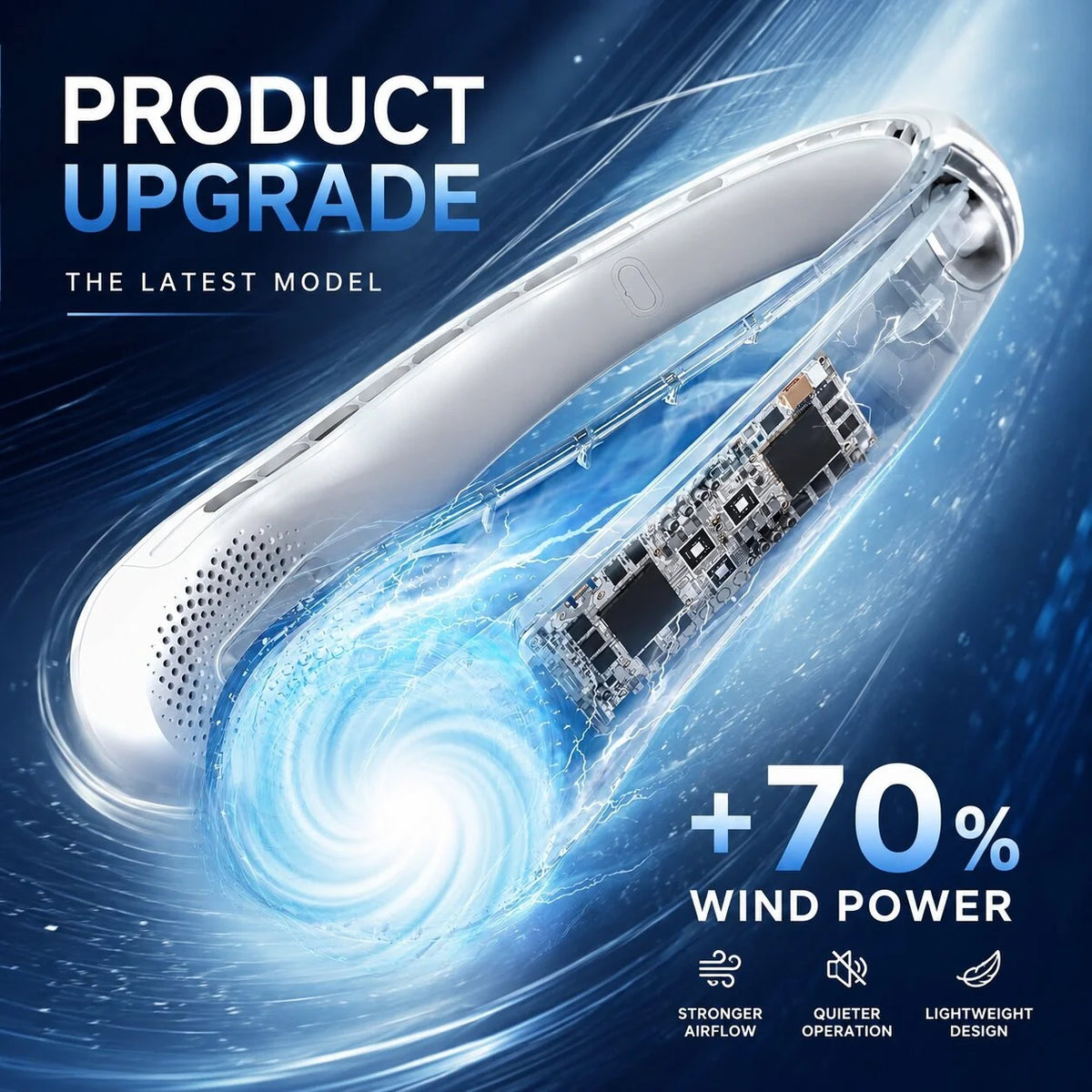 Neck Fan Bladeless USB Rechargeable 3 Speeds