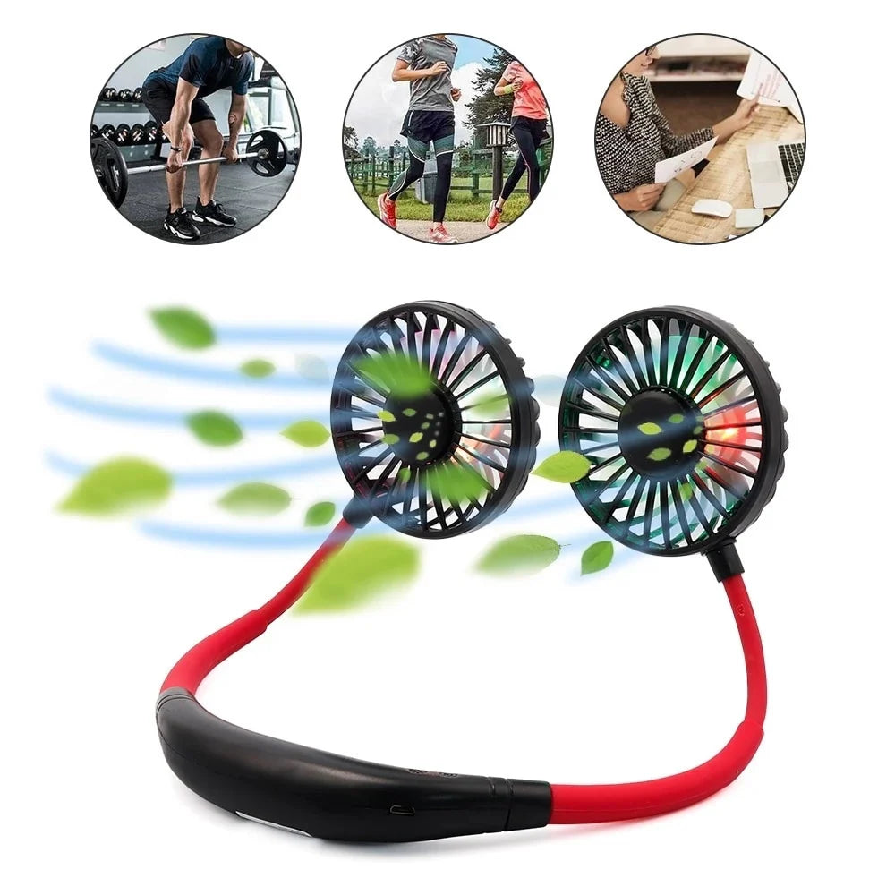 Neck Fan Dual Adjustable Heads USB Rechargeable