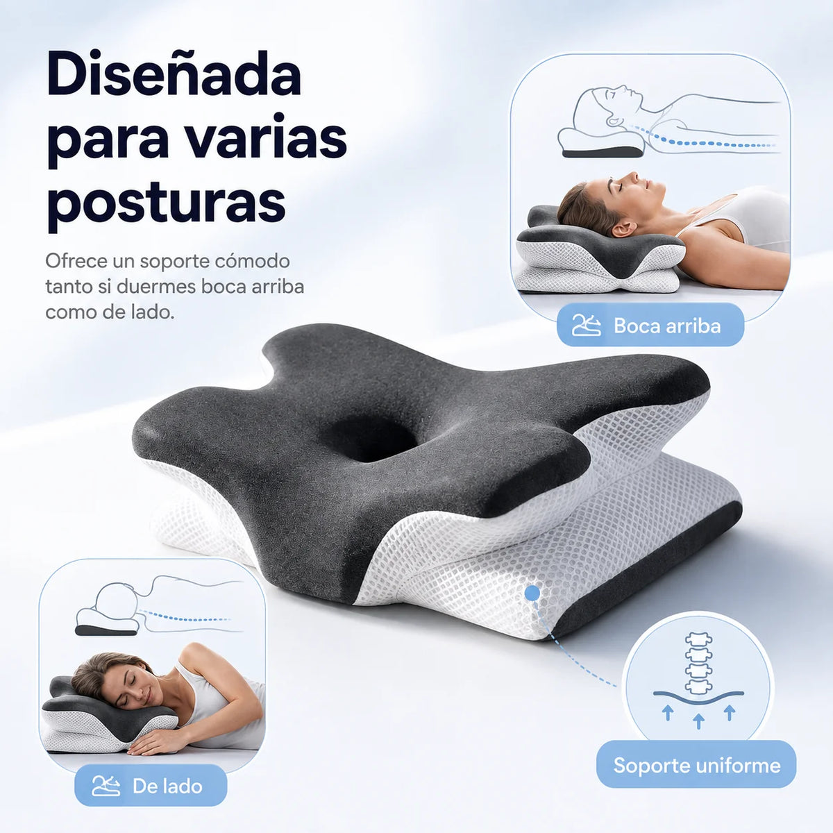Neck Pillow Adjustable Memory Foam Removable Washable Cover